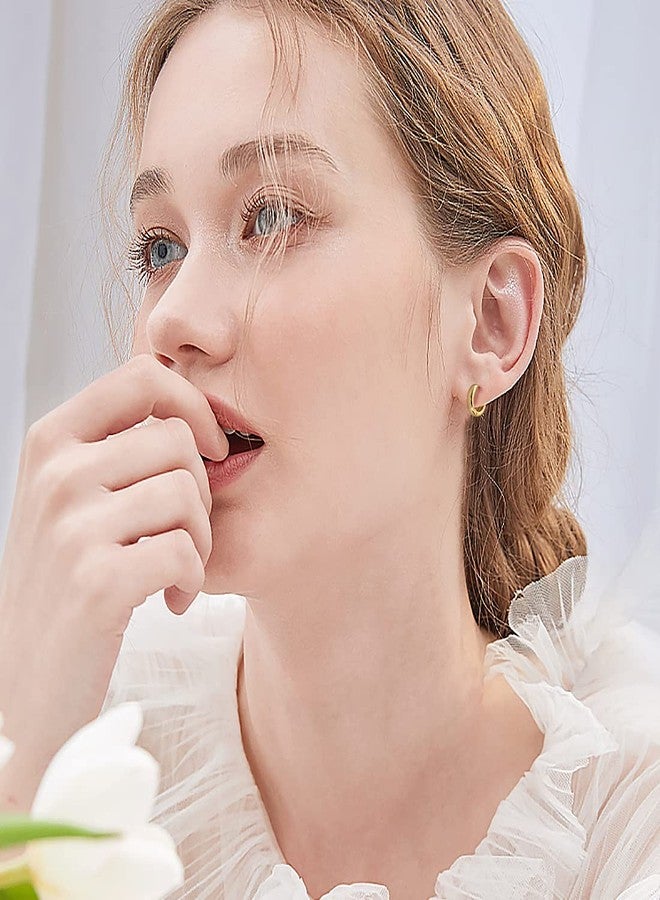 Gacimy 14K Gold Plated Huggie Earrings for Women 14K Real Gold Plated, 4mm Thick Small Hoop Earrings Cartilage Ear Cuff for Women, Small Hoops 13MM - Image 2